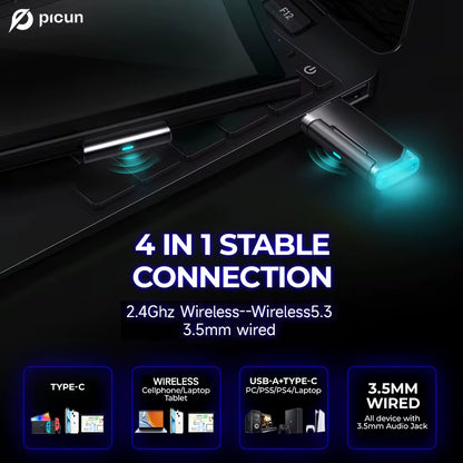 G2 Wireless Gaming Headset Bluetooth 5.3 2.4G Headphones 7.1 Surround 5Ms Low Latency ENC Mic for PC PS4 PS5 Phone Switch