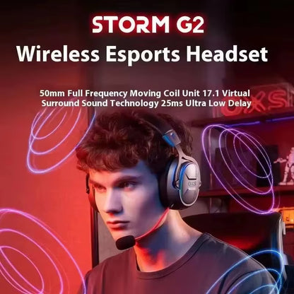 OXS Storm G2 Wireless Gaming Headset 50Mm Full-Frequency Dynamic 7.1 Surround Sound Headset 25Ms Ultra-Low Latency Headphones