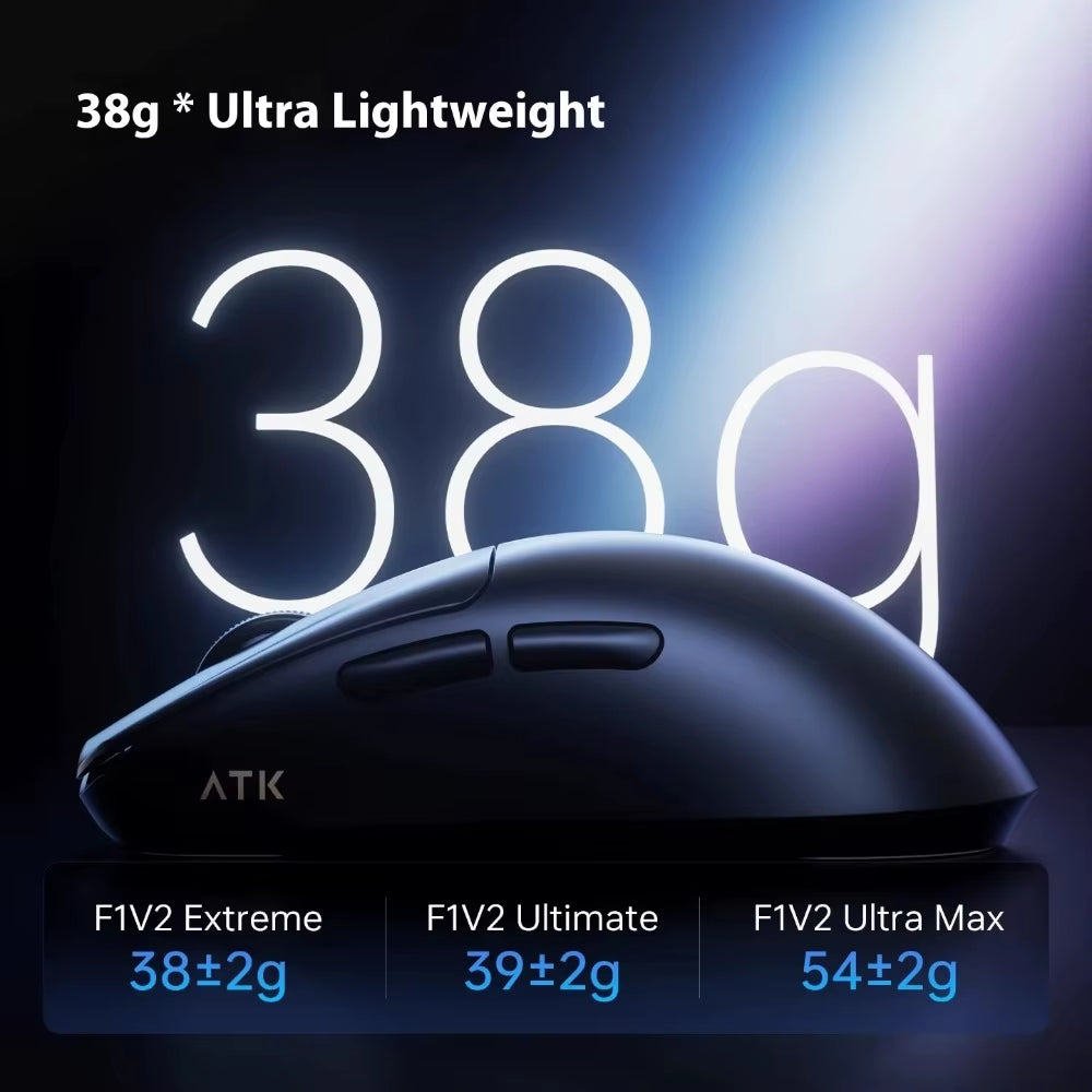 Atk F1 V2 Ultimate Mouse 38G Lightweight Dual-Mode Wireless 8K Gamer Mouse Low Latency Paw3950Utrla Ergonomics Gaming Accessorie