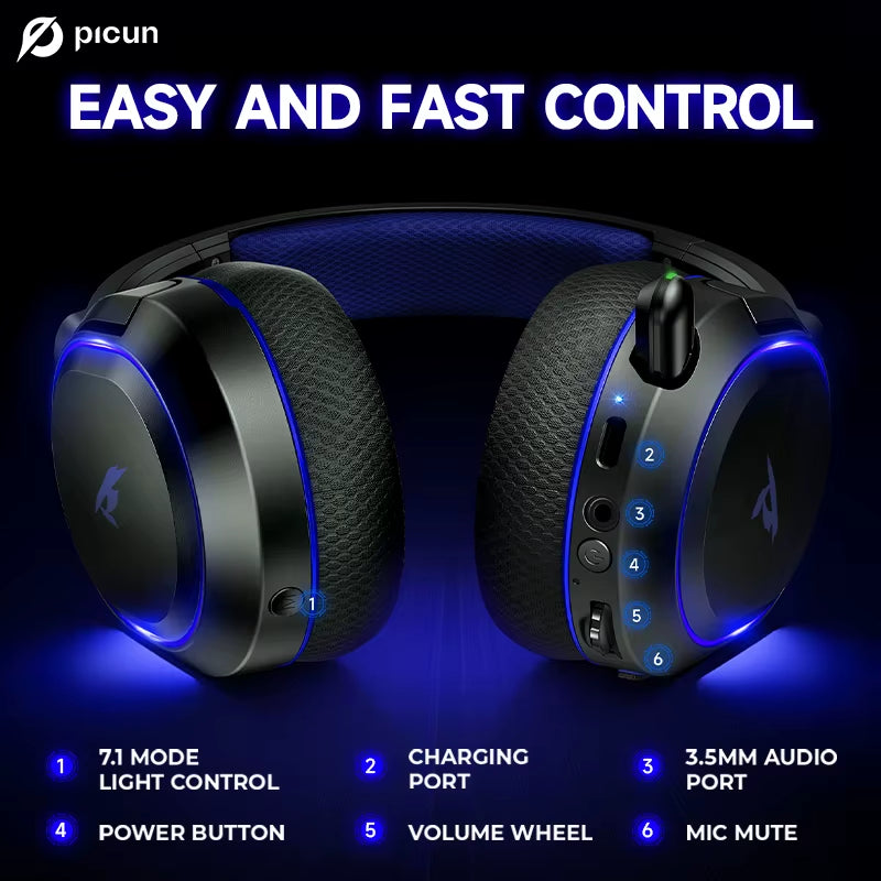 G2 Wireless Gaming Headset Bluetooth 5.3 2.4G Headphones 7.1 Surround 5Ms Low Latency ENC Mic for PC PS4 PS5 Phone Switch