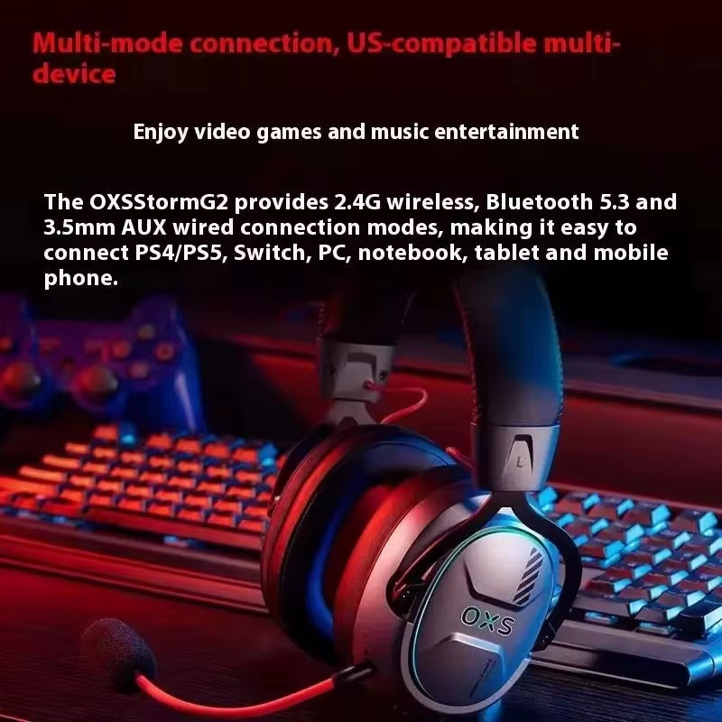 OXS Storm G2 Wireless Gaming Headset 50Mm Full-Frequency Dynamic 7.1 Surround Sound Headset 25Ms Ultra-Low Latency Headphones