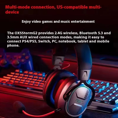 OXS Storm G2 Wireless Gaming Headset 50Mm Full-Frequency Dynamic 7.1 Surround Sound Headset 25Ms Ultra-Low Latency Headphones