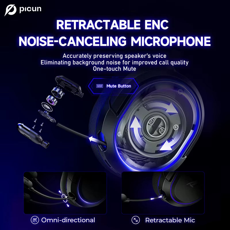 G2 Wireless Gaming Headset Bluetooth 5.3 2.4G Headphones 7.1 Surround 5Ms Low Latency ENC Mic for PC PS4 PS5 Phone Switch