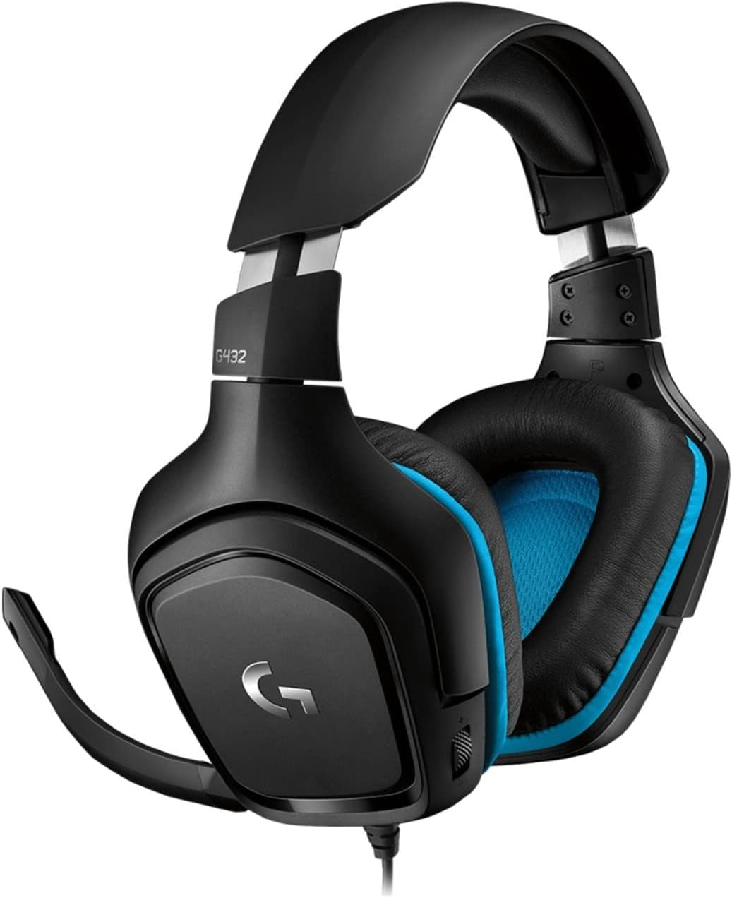 432 Wired Gaming Headset, 7.1 Surround Sound, DTS Headphone:X 2.0, Flip-To-Mute Mic, PC (Leatherette) Black/Blue