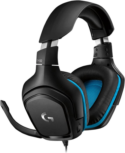 432 Wired Gaming Headset, 7.1 Surround Sound, DTS Headphone:X 2.0, Flip-To-Mute Mic, PC (Leatherette) Black/Blue
