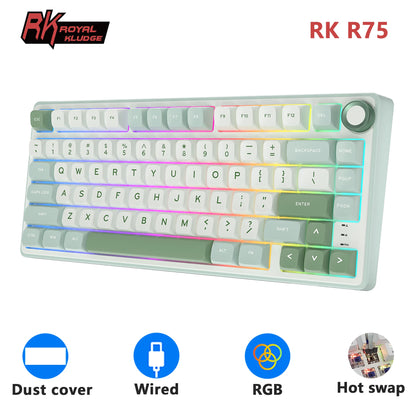 Royal Kludge R75 Gasket Wired Mechanical Keyboard 80 Keys RGB Backlit Hot-Swappable Spanish Gamer Keyboard MDA PBT Keycaps
