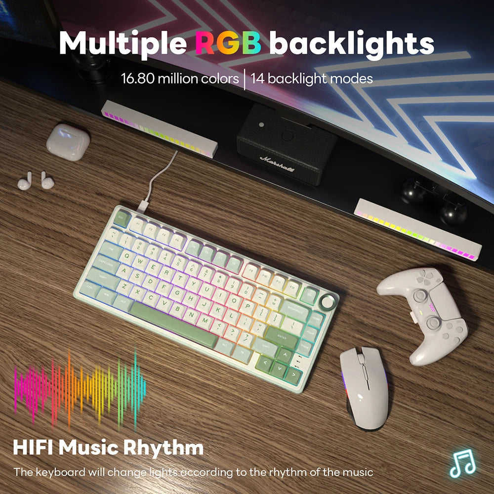 Royal Kludge R75 Gasket Wired Mechanical Keyboard 80 Keys RGB Backlit Hot-Swappable Spanish Gamer Keyboard MDA PBT Keycaps