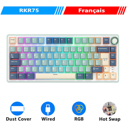 Royal Kludge R75 Gasket Wired Mechanical Keyboard 80 Keys RGB Backlit Hot-Swappable Spanish Gamer Keyboard MDA PBT Keycaps