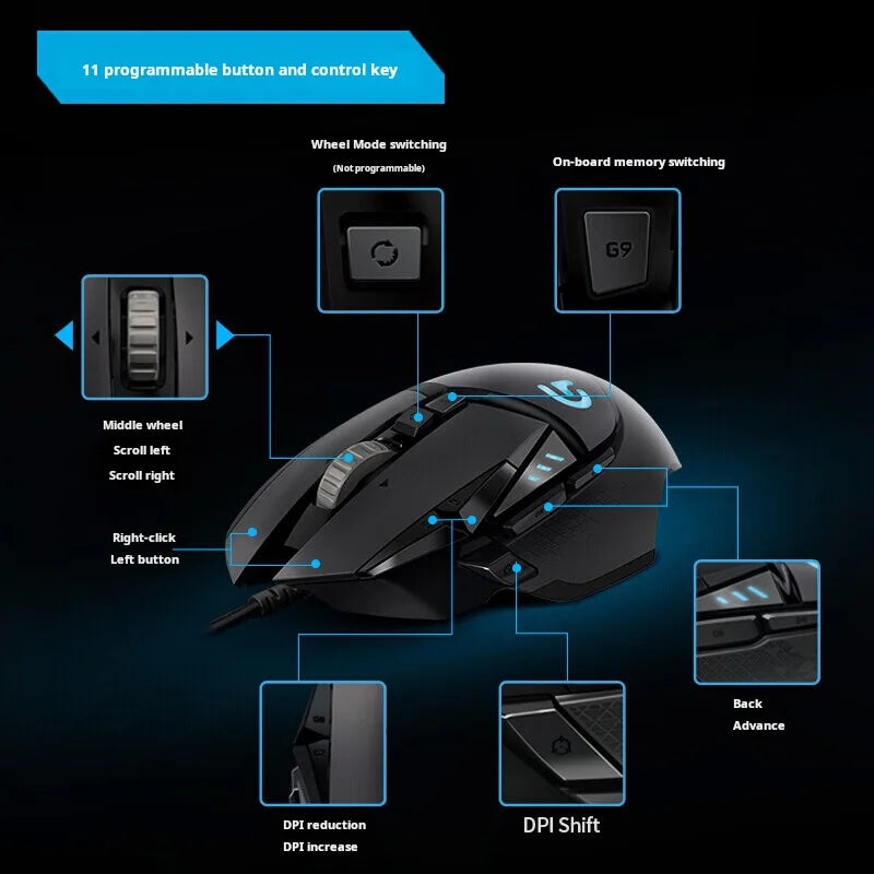 G502 HERO Cable Game Mouse E-Sports Eating Chicken Mechanical Mouse RGB Light Can Be Balanced to Eat Chicken Macro Prog