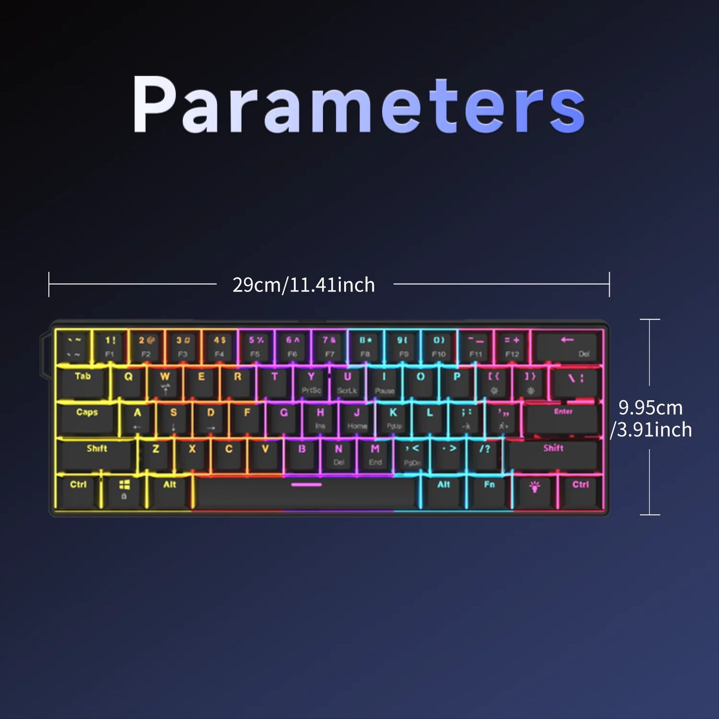 NK61 Wired Gaming Mechanical Keyboard 60% RGB Hot-Swappable 61 Keys Red Switch Mini Keyboard for Gamer PC