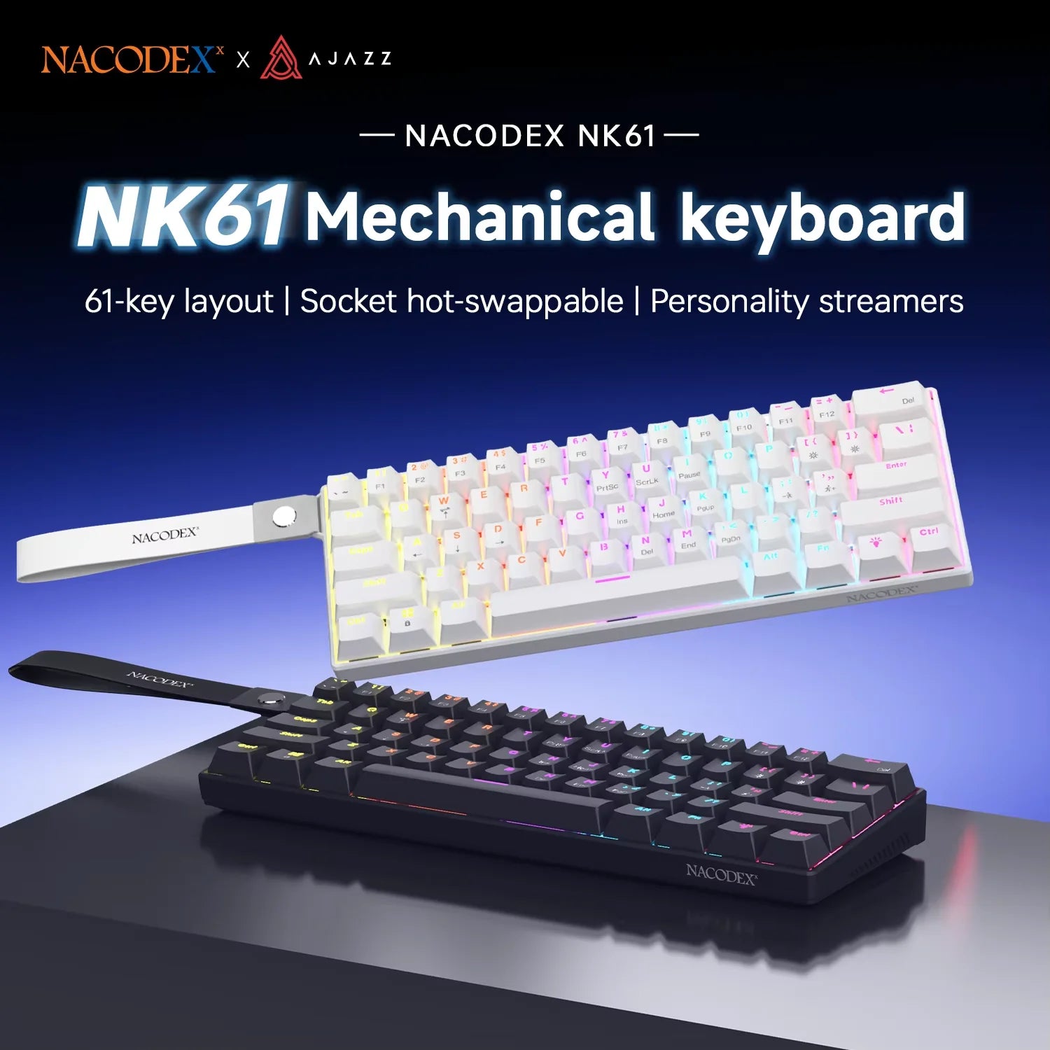 NK61 Wired Gaming Mechanical Keyboard 60% RGB Hot-Swappable 61 Keys Red Switch Mini Keyboard for Gamer PC