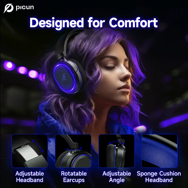G2 Wireless Gaming Headset Bluetooth 5.3 2.4G Headphones 7.1 Surround 5Ms Low Latency ENC Mic for PC PS4 PS5 Phone Switch