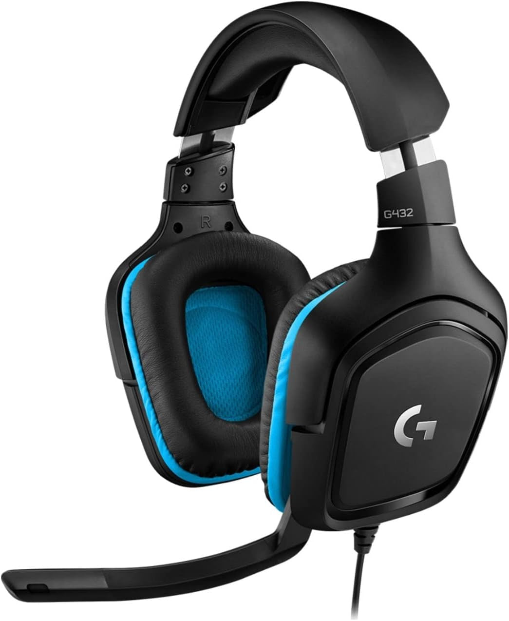 432 Wired Gaming Headset, 7.1 Surround Sound, DTS Headphone:X 2.0, Flip-To-Mute Mic, PC (Leatherette) Black/Blue