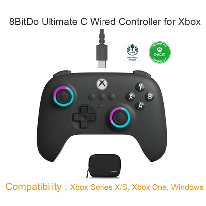 8Bitdo Ultimate C Wired Game Controller for Xbox Series X/S Xbox One with Game Pass Hall Effect Joysticks for Windows 10/11
